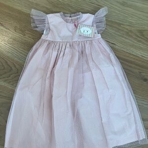 Pink Tulle Sleeve Dress- Estrella- Dusty Pink